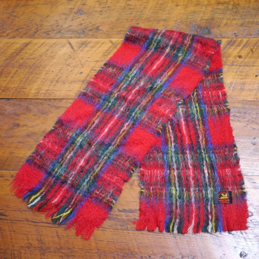 Vtg Edinburgh Woollen Mill Scottish Mohair Wool Blend Tartan Plaid Winter Scarf